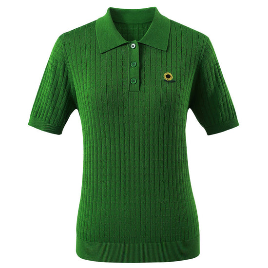 COMOBOCA Women's Classic Cotton Silk Polo Knit T-Shirt