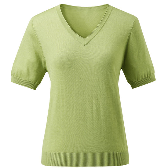 COMOBOCA Women's V-Neck Knit T-Shirt