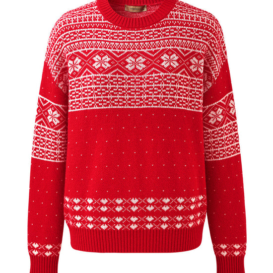 COMOBOCA 100% Cashmere Women's Fair Isle Snowflake Sweater