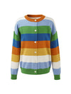 COMOBOCA 100% Wool Kids' Colorful Striped Round Neck Cardigan