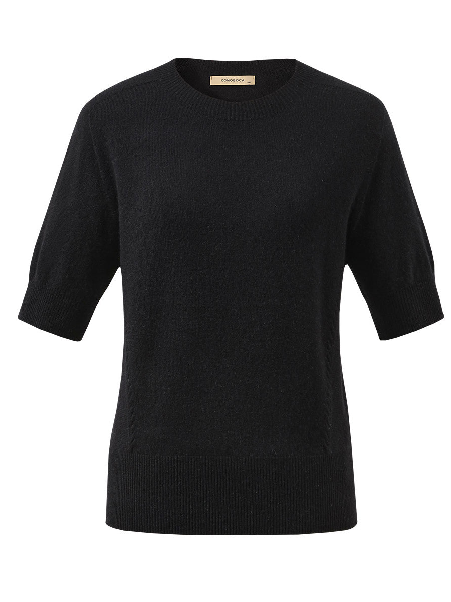 COMOBOCA 100% Wool Women's Seamless Round Neck Knit Sweater