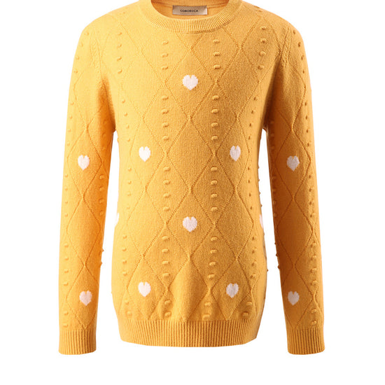 COMOBOCA 100% Wool Kids' Round Neck Sweater