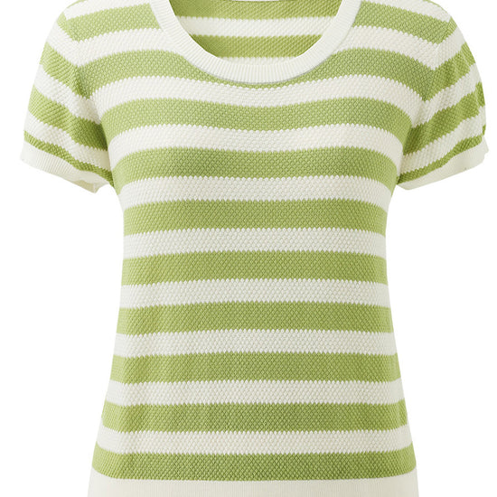 COMOBOCA Women's Striped Ribbed Knit T-Shirt