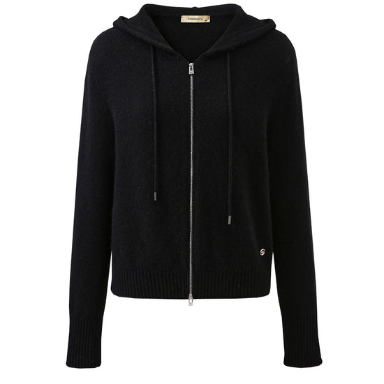 COMOBOCA 100% Cashmere Women's Knit Zip Cardigan Hoodie