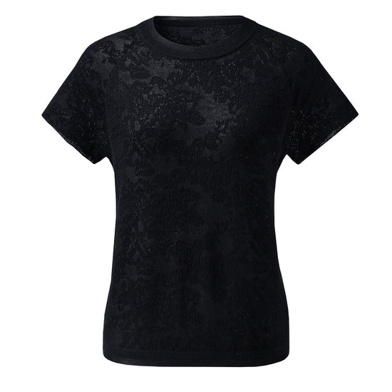 COMOBOCA Women's Lace Patterned Knit T-Shirt