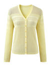COMOBOCA Women's Pointelle Knit V-Neck Cardigan