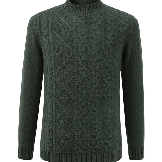 COMOBOCA 100% Cashmere Men's Ribbed Mock Neck Sweater