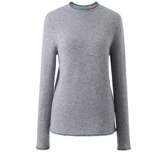 COMOBOCA 100% Cashmere Women's Sweater with Built-in Collar