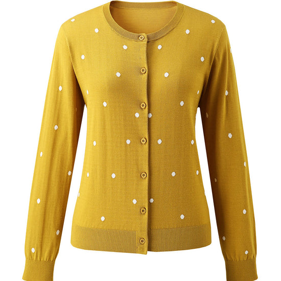 COMOBOCA Women's Lyocell Polka Dot Knit Cardigan