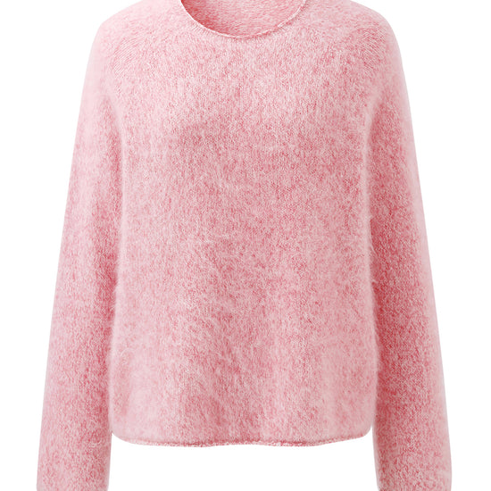 COMOBOCA 100% Wool Women's Fuzzy Round Neck Sweater