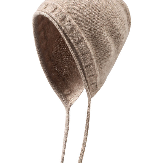 COMOBOCA 100% Cashmere Women's Knit Beanie with Ties