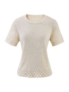 COMOBOCA Women's Lace Trim Knit T-Shirt