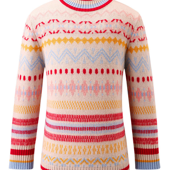 COMOBOCA 100% Wool Kids' Colorful Nordic Pattern Knit Sweater