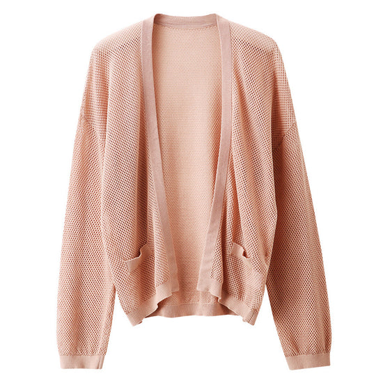 COMOBOCA Women's Open Front Mesh Knit Cardigan