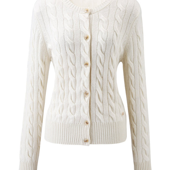 COMOBOCA 100% Cashmere Women's Cable Knit Button Cardigan