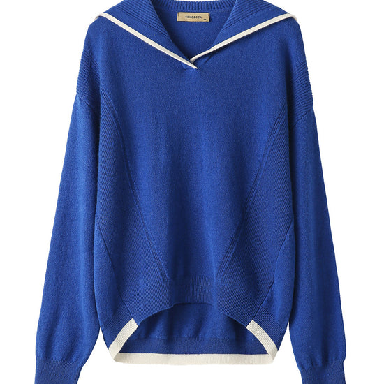 COMOBOCA 100% Cashmere Women's Sailor Collar Sweater