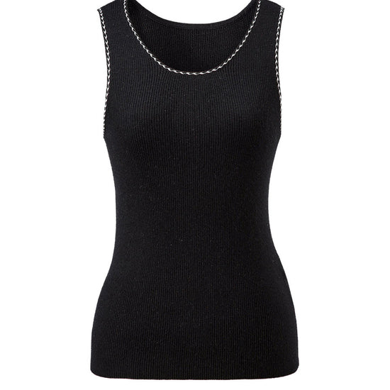 COMOBOCA 100% Wool Women's Sleek Ribbed Knit Tank Top