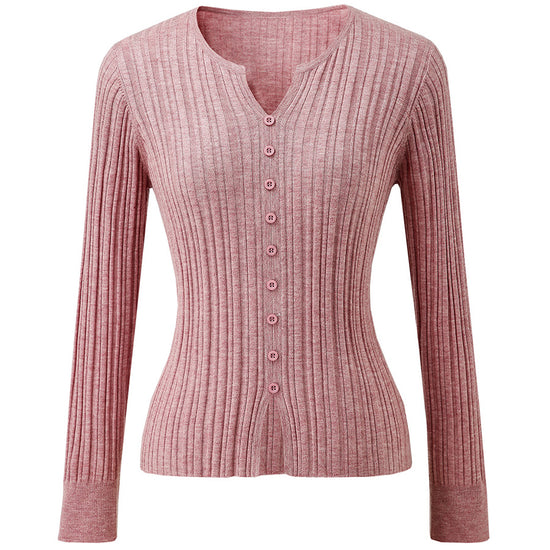 COMOBOCA Women's Ribbed V-Neck Faux Cardigan Sweater