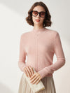 COMOBOCA XL PINK 100% Cashmere Women's Mock Neck Cable Knit Sweater