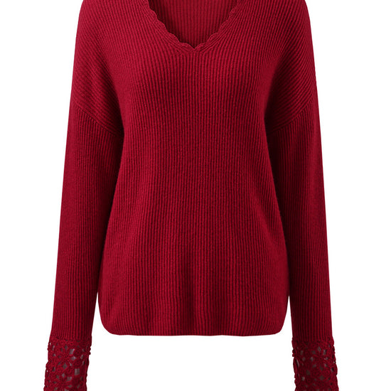 COMOBOCA 100% Cashmere Women's V-Neck Loose Knit Sweater