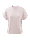 COMOBOCA Women's Side Ruched Mock Neck Knit T-Shirt
