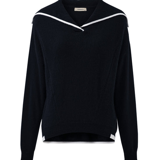COMOBOCA 100% Cashmere Women's Sailor Collar Sweater