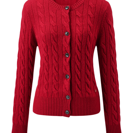 COMOBOCA 100% Cashmere Women's Cable Knit Button Cardigan