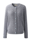 COMOBOCA 100% Cashmere Women's Cable Button Front Knit Cardigan