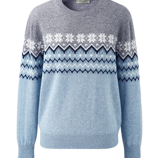 COMOBOCA 100% Cashmere Women's Fair Isle Round Neck Knit Sweater