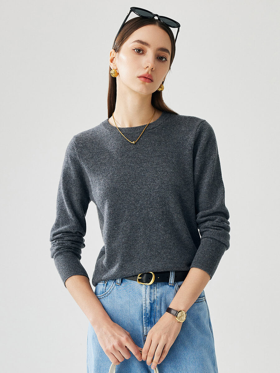 COMOBOCA 100% Cashmere Women's Round Neck Sweater