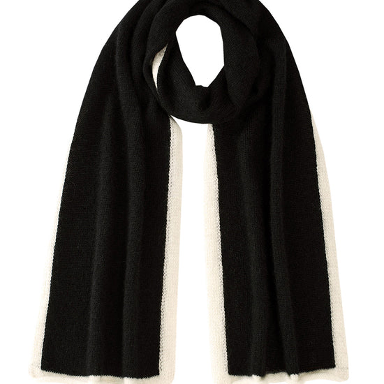 COMOBOCA Black 100% Cashmere Women's Striped Knit Scarf