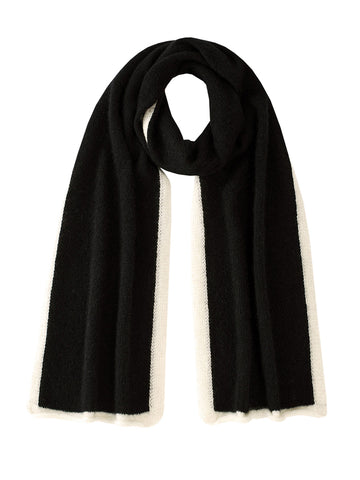 COMOBOCA Black 100% Cashmere Women's Striped Knit Scarf