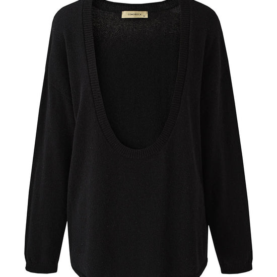 COMOBOCA 100% Wool Women's Oversized U-Neck Sweater