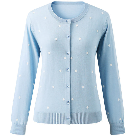 COMOBOCA Women's Lyocell Polka Dot Knit Cardigan