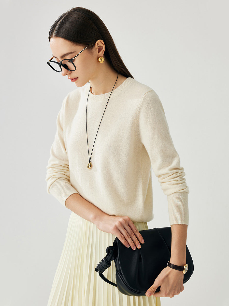 COMOBOCA 100% Cashmere Women's Round Neck Sweater