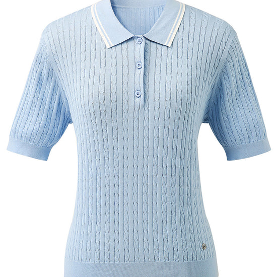 COMOBOCA Women's Cable Knit Polo T-Shirt