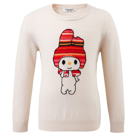 COMOBOCA 100% Wool Kids' Round Neck Cartoon Sweater
