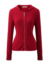 COMOBOCA 100% Cashmere Women's Cardigan Cable Knit Hoodie