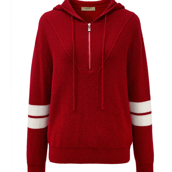 COMOBOCA 100% Cashmere Women's Half Zip Sweater Knit Hoodie