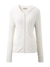 COMOBOCA 100% Cashmere Women's Cardigan Cable Knit Hoodie
