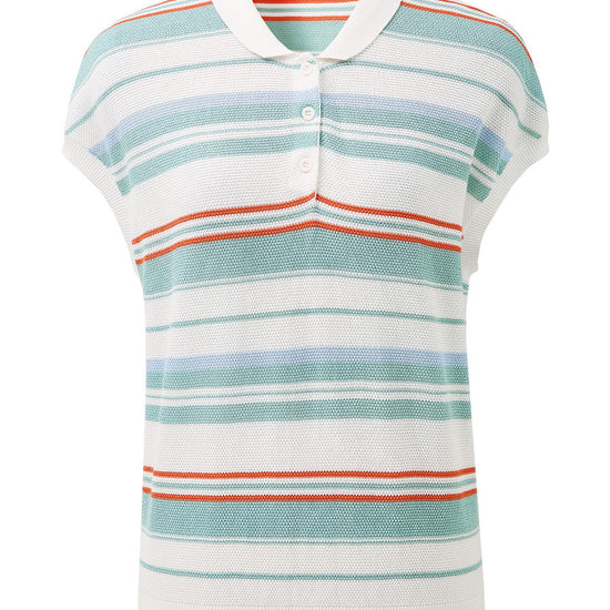 COMOBOCA Women's Striped Knit Polo T-Shirt