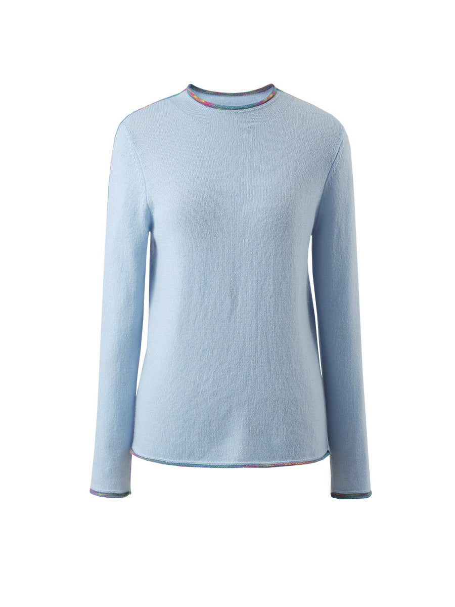 COMOBOCA 100% Cashmere Women's Sweater with Built-in Collar