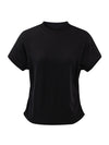 COMOBOCA Women's Side Ruched Mock Neck Knit T-Shirt