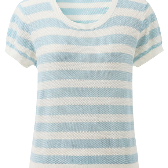 COMOBOCA Women's Striped Ribbed Knit T-Shirt