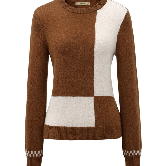 COMOBOCA 100% Cashmere Women's Round Neck Knit Sweater