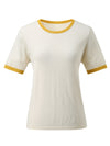 COMOBOCA Women's Retro Ringer Cotton Silk T-Shirt