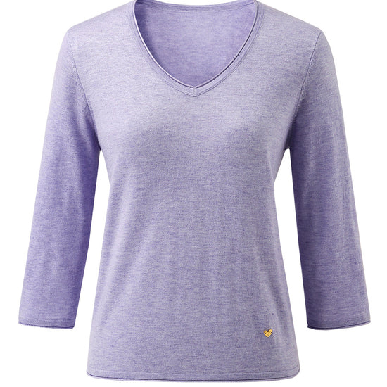 COMOBOCA Women's V-Neck 3/4 Sleeve Golden Heart T-Shirt