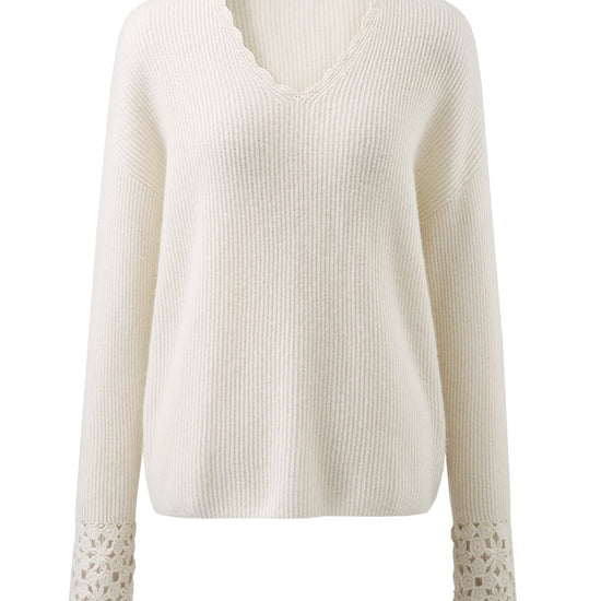 COMOBOCA 100% Cashmere Women's V-Neck Loose Knit Sweater