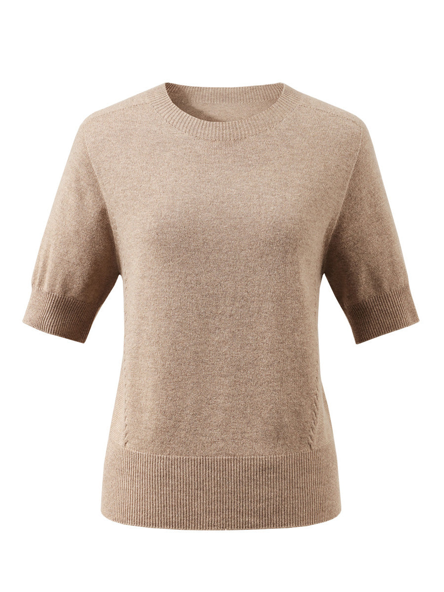 COMOBOCA 100% Wool Women's Seamless Round Neck Knit Sweater