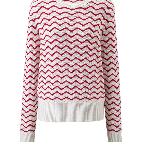 COMOBOCA 100% Cashmere Women's Wave Pattern Knit Sweater